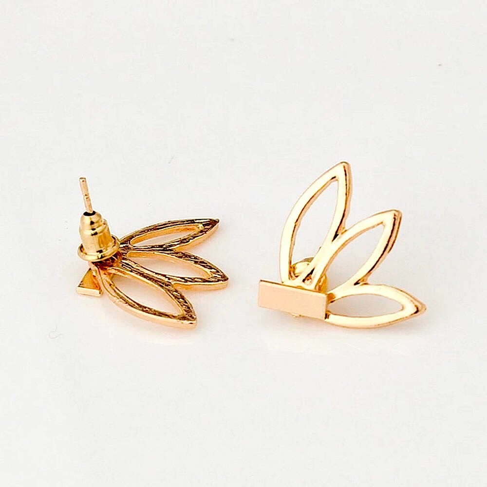 ⚜️[𝟯/$𝟭𝟴]⚜️Gold Lotus Boho Jacket Earrings NEW - Picture 4 of 9